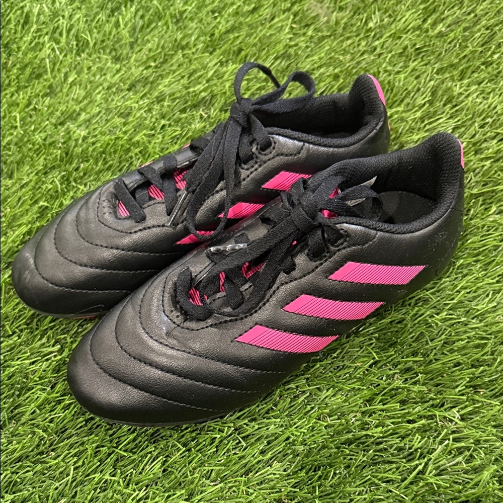 adidas Kids Black and Pink Soccer Cleats